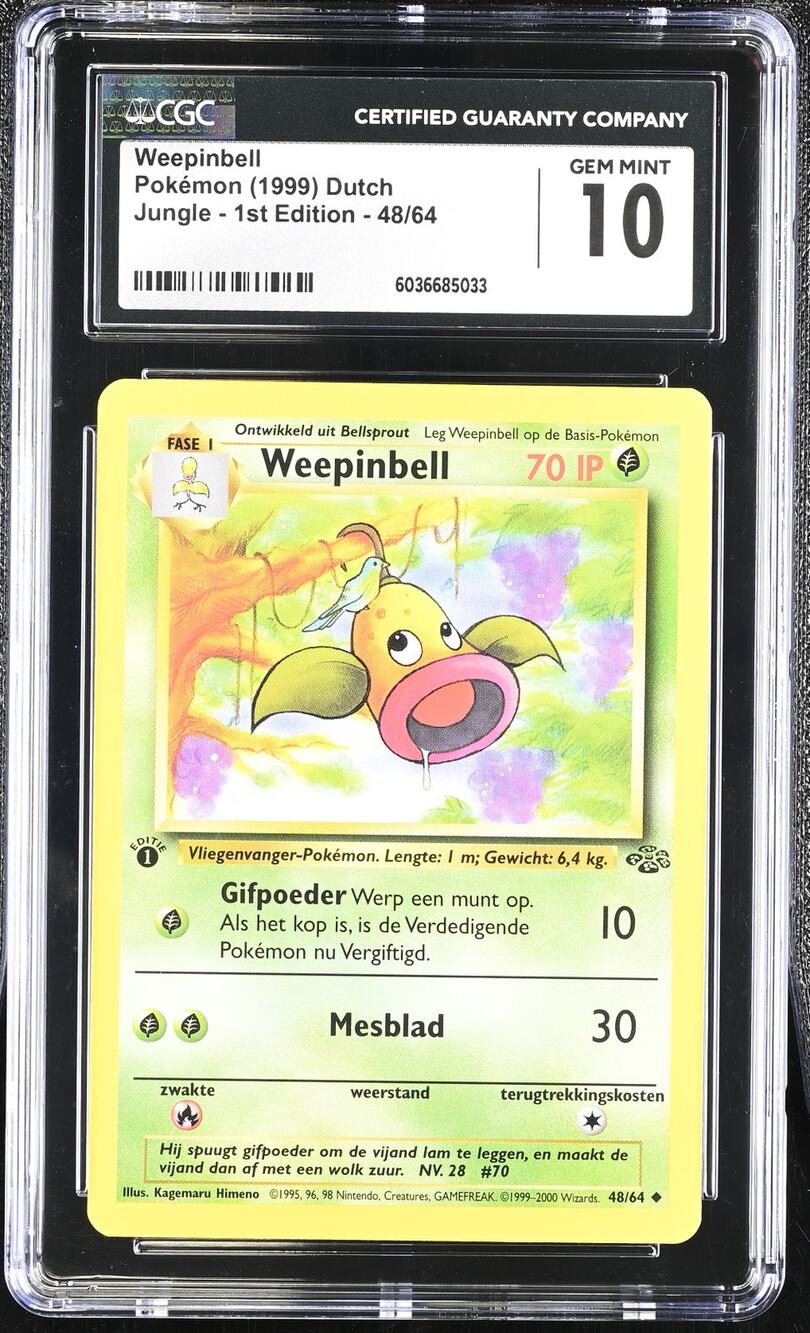 CGC 10 GEM MINT Weepinbell 1st Edition 48/64 Pokemon Dutch Jungle Set (PSA/BGS)